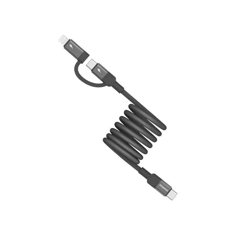 كابل مغناطيسي موماكس ماج لينك ديو - USB-C / لايتنينج / 60 واط / 1 متر / أسود