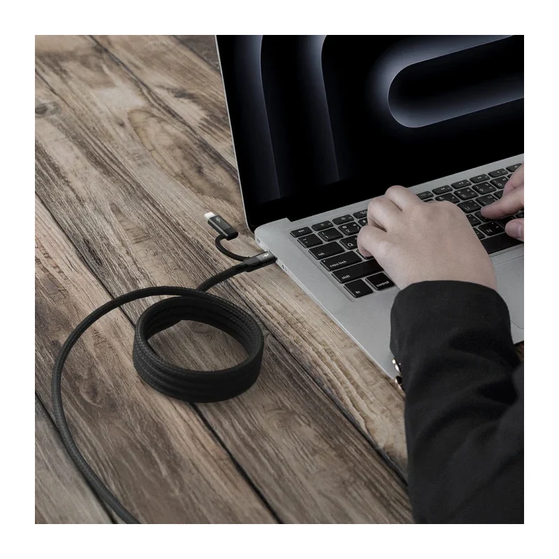 كابل مغناطيسي موماكس ماج لينك ديو - USB-C / لايتنينج / 60 واط / 1 متر / أسود