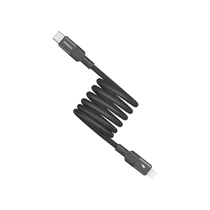كابل مغناطيسي موماكس ماج لينك - USB-C / لايتنينج / 60 واط / 1 متر / أسود