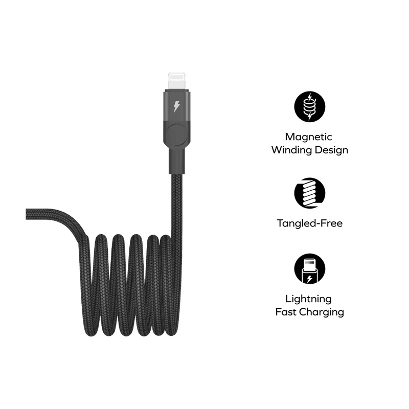 كابل مغناطيسي موماكس ماج لينك - USB-C / لايتنينج / 60 واط / 1 متر / أسود