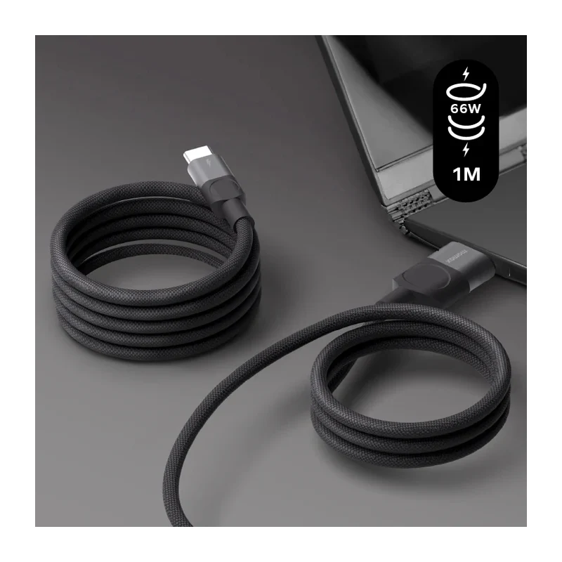 كابل مغناطيسي موماكس ماج لينك - 66 واط / USB-A / USB-C / طول 1 متر / أسود