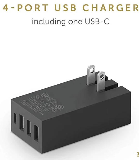 Native Union Smart Charger 4-Port Wall Charger - USB-A / USB-C / Black