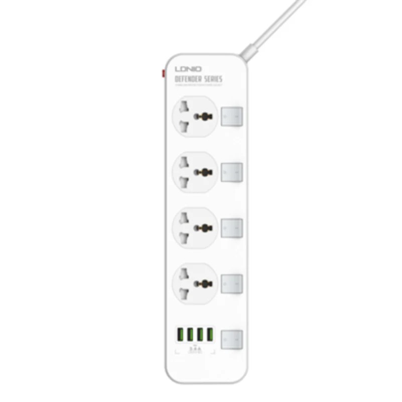 LDNIO SC4408C 4 AC Outlets Universal Power Strip - USB-A / USB-C / White