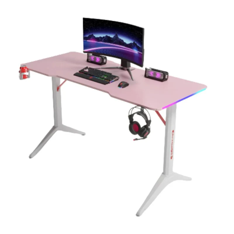 طاولة ألعاب جاماكس D2208P RGB من ألياف الكربون مع وسادة ماوس - أبيض
