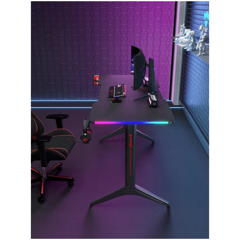 طاولة ألعاب جاماكس D2408B من ألياف الكربون، RGB، مع وسادة ماوس، باللون الأسود