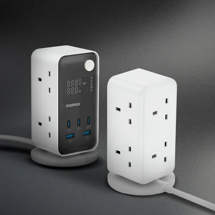 برج طاقة مومكس فلو بـ6 مقابس وتقنية GaN - 35 واط / USB-C / USB-A / أبيض