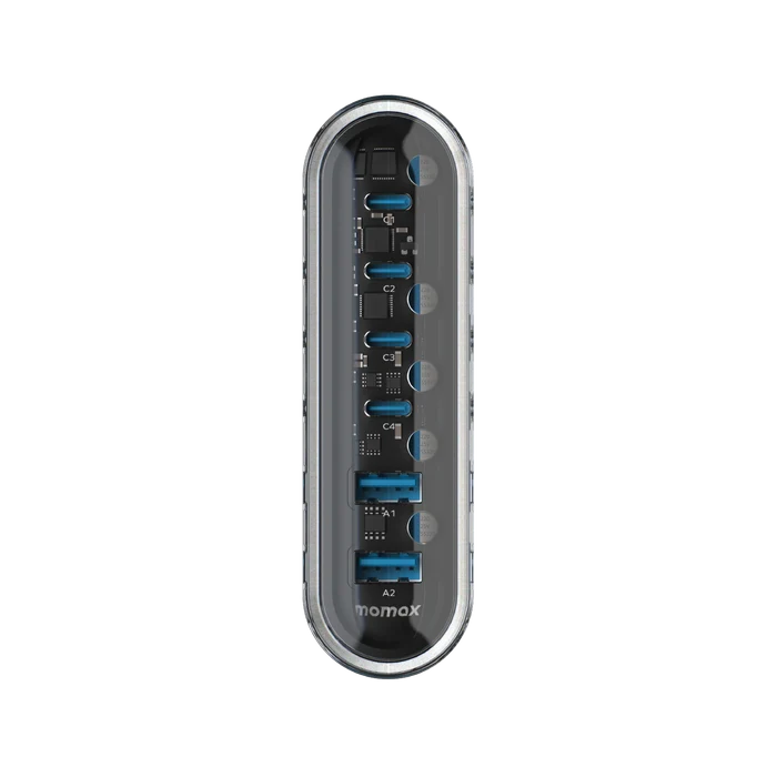 MOMAX 1-Charge Flow+ 6-Port GaN Charger - 120W / USB-A / USB-C / White