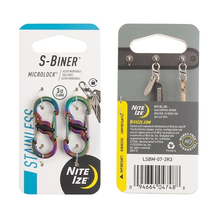 NiteIze S-Biner® MicroLock® Stainless Steel - Spectrum / Pack Of 2