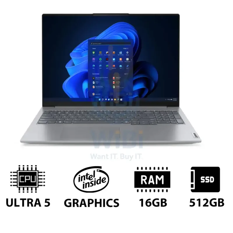 لابتوب لينوفو ثينك بوك 16 G8، مقاس 16 بوصة، WUXGA، ألترا 5 225U، ذاكرة وصول عشوائي 16 جيجابايت، قرص NVMe M.2 SSD بسعة 512 جيجابايت، ويندوز 11 برو، ضمان سنة واحدة، عربي/إنجليزي، مع حقيبة لينوفو 15.6 بوصة كاجوال توب لودر