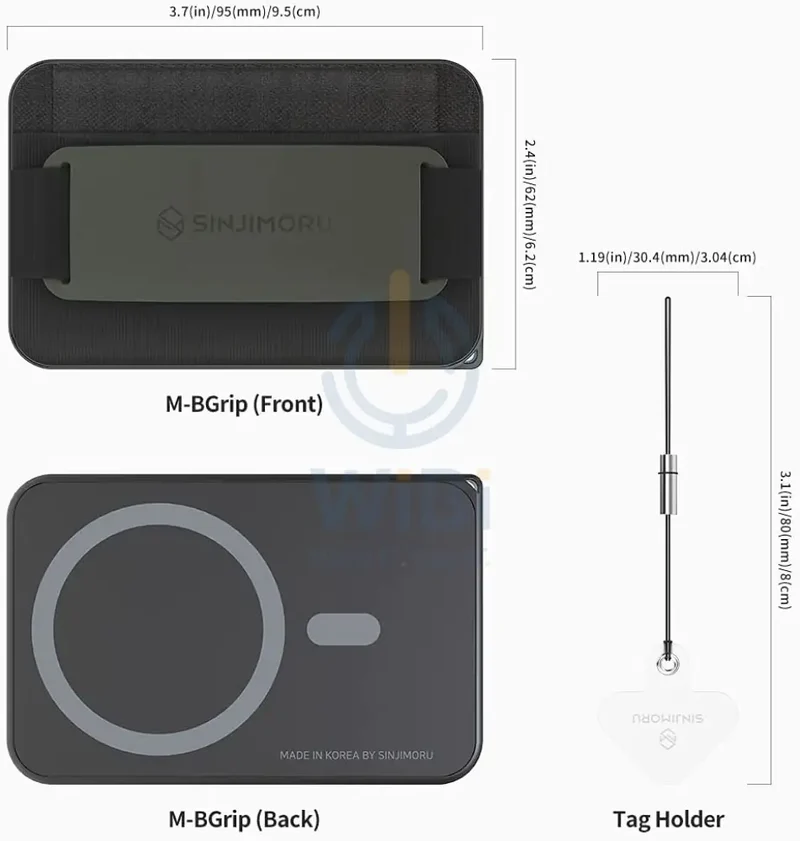 Sinjimoru M-Band Grip for Magsafe 3 in 1 Wallet - Olive Gray