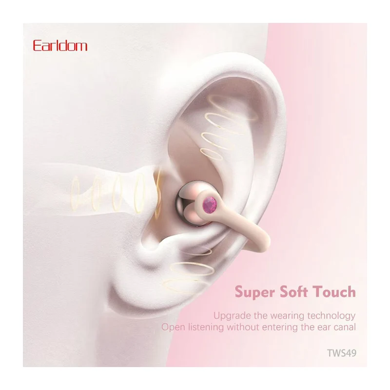 Earldom TWS49 Ear-Clip Wireless Earbuds - Bluetooth / Pink