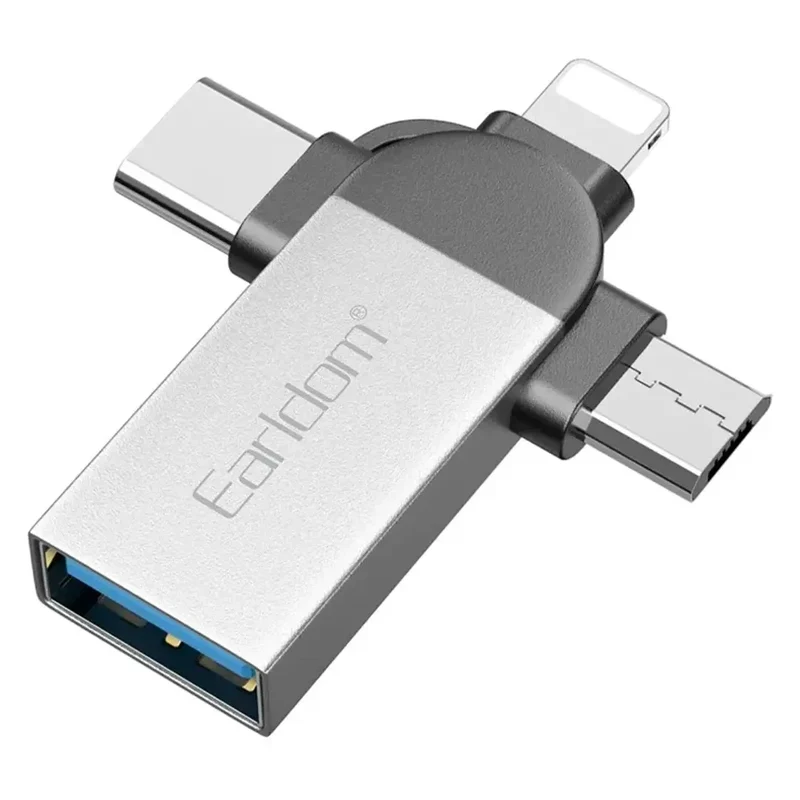 محول إيرلدوم ET-OT93 ‏USB 3.0 ‏3 في 1 - لايتنينج / تايب سي / مايكرو / فضي/أسود