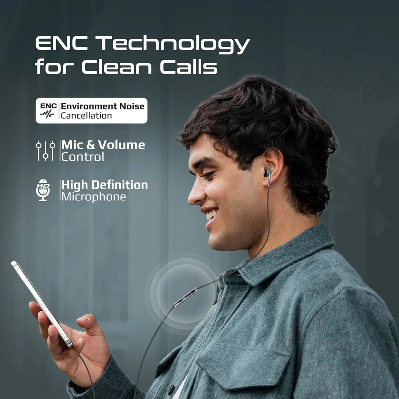 سماعة أذن سلكية أحادية بروميت لاكسي-إم عالية الدقة، مزودة بتقنية ENC، USB-C، باللون الأسود