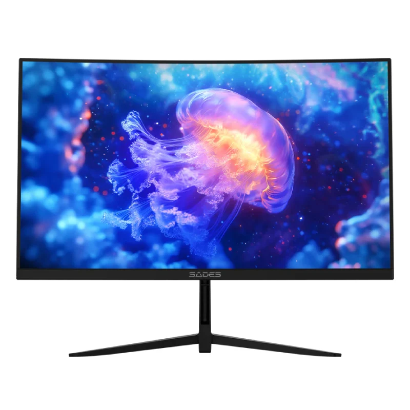 شاشة ألعاب منحنية ساديس NC-Pelagia SC-CJ04F24B - حجم 24 بوصة FHD / 0.5 مللي ثانية / 200 هرتز / HDMI 2.1 / DisplayPort 1.4 / أسود