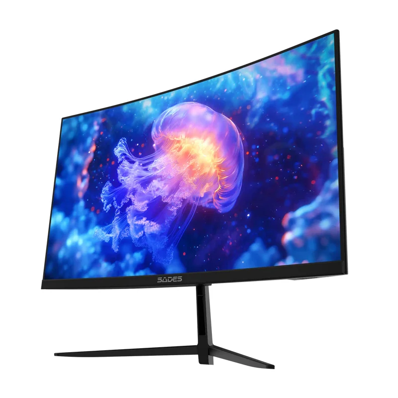شاشة ألعاب منحنية ساديس NC-Pelagia SC-CJ04F24B - حجم 24 بوصة FHD / 0.5 مللي ثانية / 200 هرتز / HDMI 2.1 / DisplayPort 1.4 / أسود