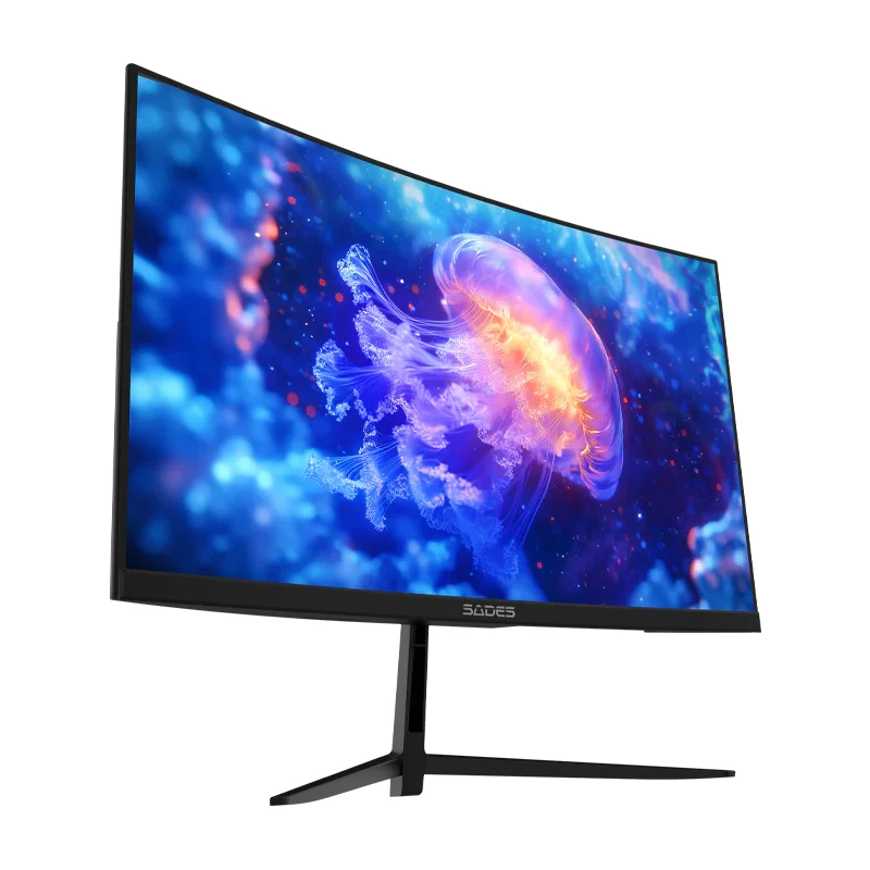 شاشة ألعاب منحنية ساديس NC-Pelagia SC-CJ04F24B - حجم 24 بوصة FHD / 0.5 مللي ثانية / 200 هرتز / HDMI 2.1 / DisplayPort 1.4 / أسود