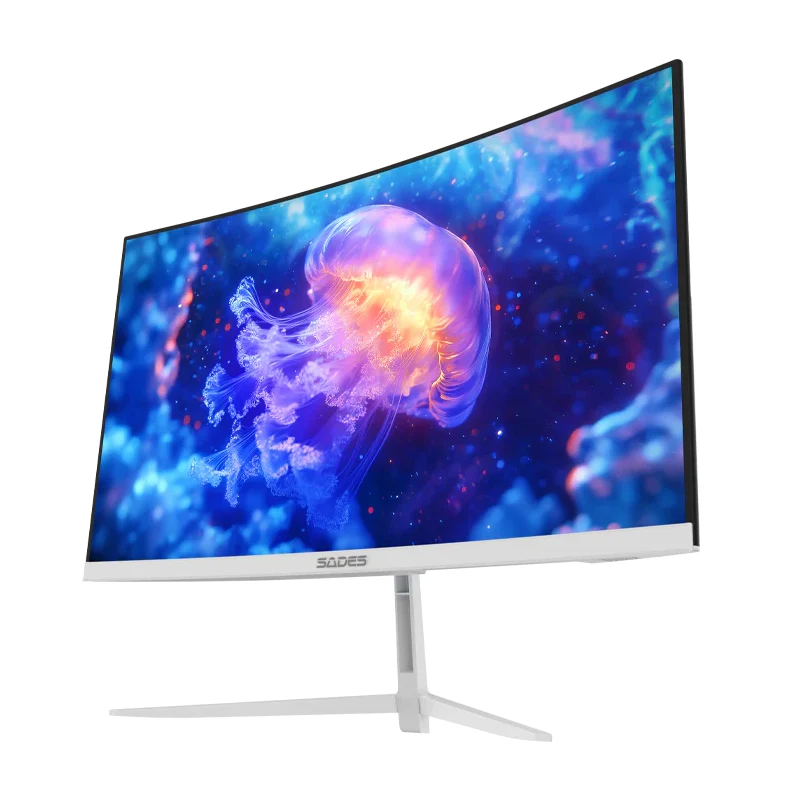 شاشة ألعاب منحنية ساديس NC-Pelagia SC-CJ04F24W - حجم 24 بوصة FHD / 0.5 مللي ثانية / 200 هرتز / HDMI 2.1 / DisplayPort 1.4 / أبيض