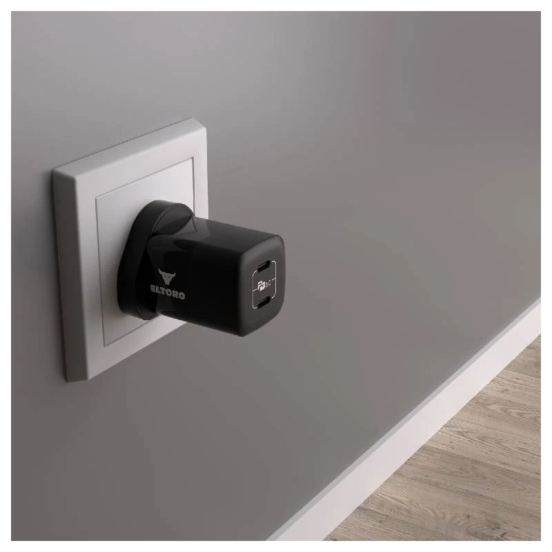 Eltoro Power Plug 35w Home Charger PD 3.0 GaN with 2 Ports 2 USB-C - Black