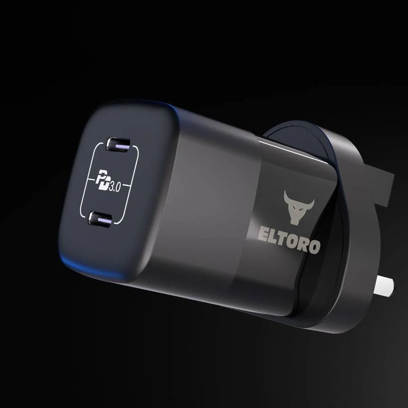 Eltoro Power Plug 35w Home Charger PD 3.0 GaN with 2 Ports 2 USB-C - Black