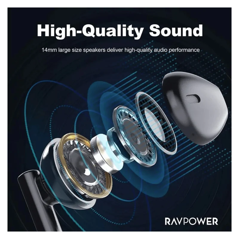 سماعة أذن سلكية راف باور RP-BH1006 - طول 1.2 متر / أسود