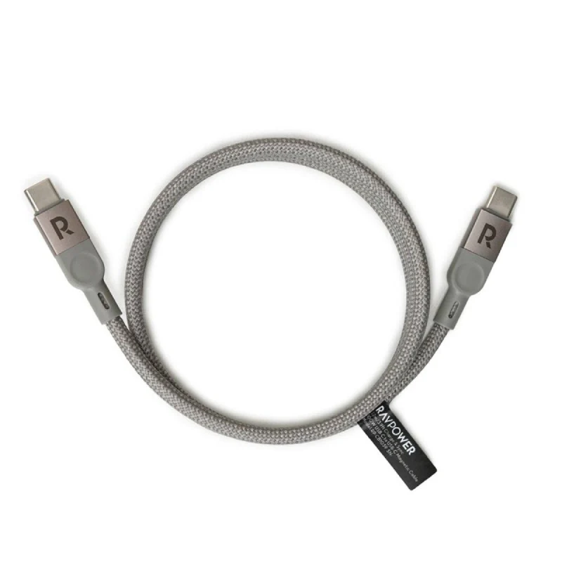 كابل راف باور من USB-C إلى USB-C - 60 واط / USB-C / طول 1.2 متر / رمادي