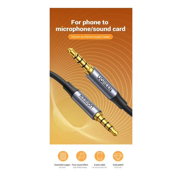 UGREEN 3.5mm Male to Male 4-Pole Microphone Audio Cable - 5 Meter / Black