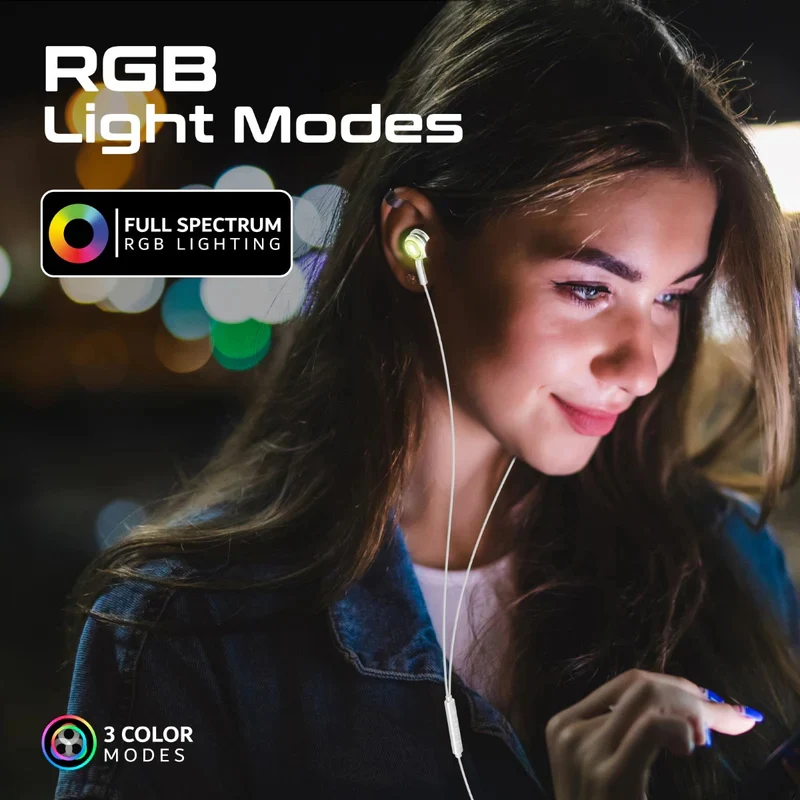 سماعة أذن سلكية ستيريو شفافة بروميت لومي بودز-C لومي ساوند بإضاءة RGB وموصل USB-C - سلكية / USB-C / فضي
