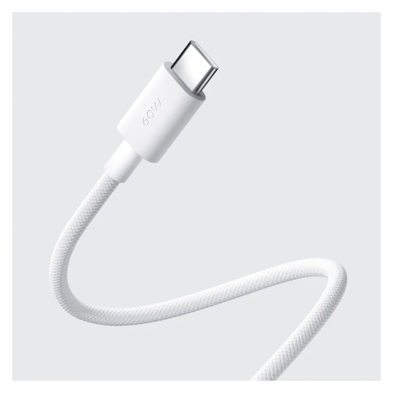كابل شاومي مجدول - 60 واط / USB-C / طول 1 متر / أبيض