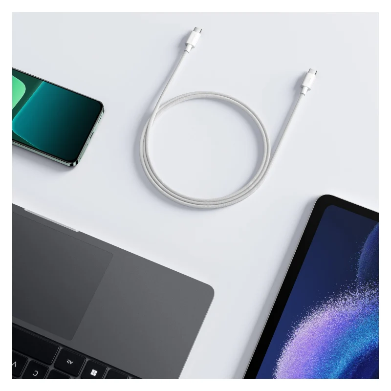 كابل شاومي مجدول - 60 واط / USB-C / طول 1 متر / أبيض