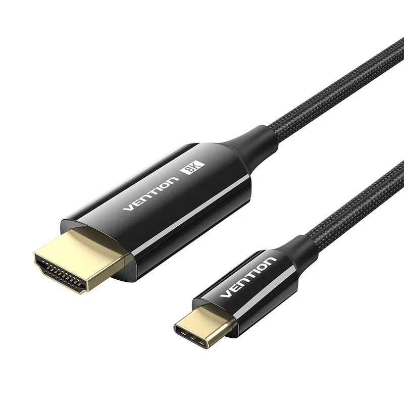 كابل USB-C إلى HDMI مضفر فينتشن، 8K، 1.8 متر، أسود