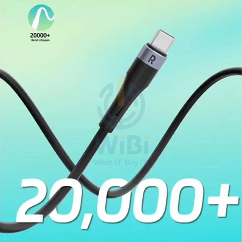 كابل سيليكون راف باور - طول 1 متر / 60 واط / سرعة 480 ميجابت/ثانية / USB-C - أسود