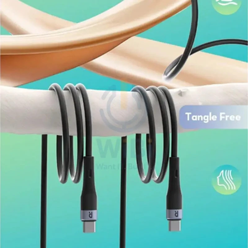 كابل سيليكون راف باور - طول 1 متر / 60 واط / سرعة 480 ميجابت/ثانية / USB-C - أسود