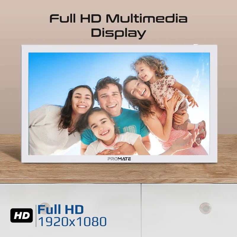 إطار صور رقمي بروميت ذكي متعدد الوسائط Full HD حجم 15.6 بوصة مع واي فاي - أبيض