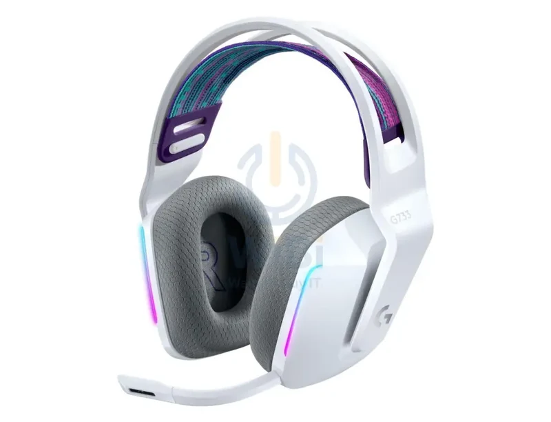 سماعة رأس ألعاب لوجيتك G733 لايت سبيد، لاسلكية، RGB، باللون الأبيض