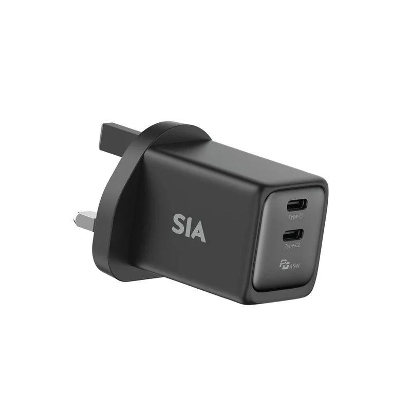شاحن حائط إس آي إيه، 45 واط، USB-C، أسود/رمادي