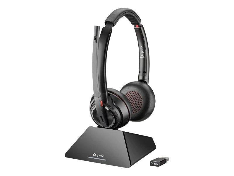 HP HP Poly Savi 8220 UC Microsoft Teams Certified DECT 1880-1900 MHz USB-A Headset - On-ear / Bluetooth 4.2 / Black