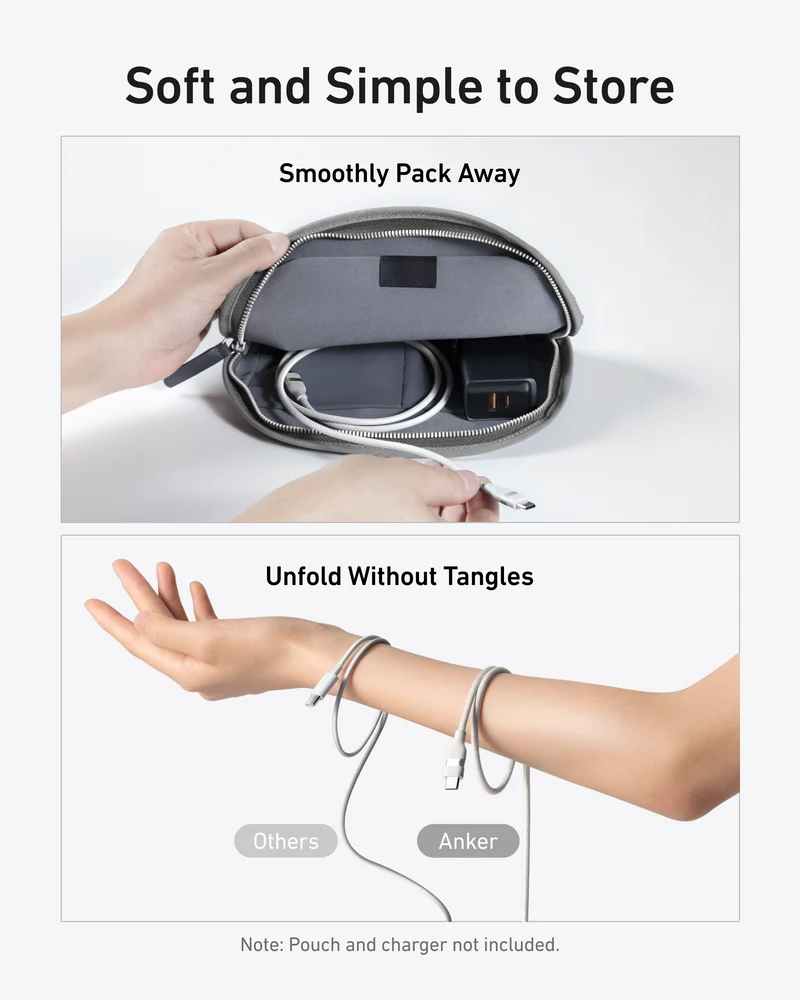 كابل أنكر من USB-C إلى USB-C - ‏3 أقدام / 240 واط / أبيض