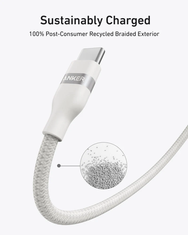 كابل أنكر من USB-C إلى USB-C - ‏3 أقدام / 240 واط / أبيض