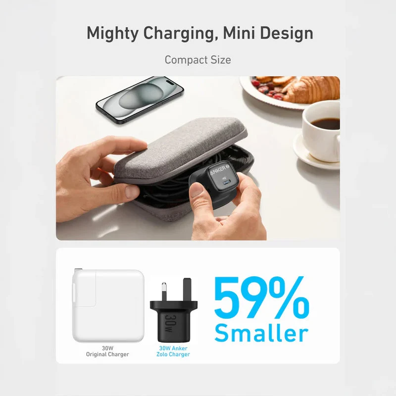 Anker Zolo Charger with Cable - 30W / USB-C / 0.9 Meter / Black