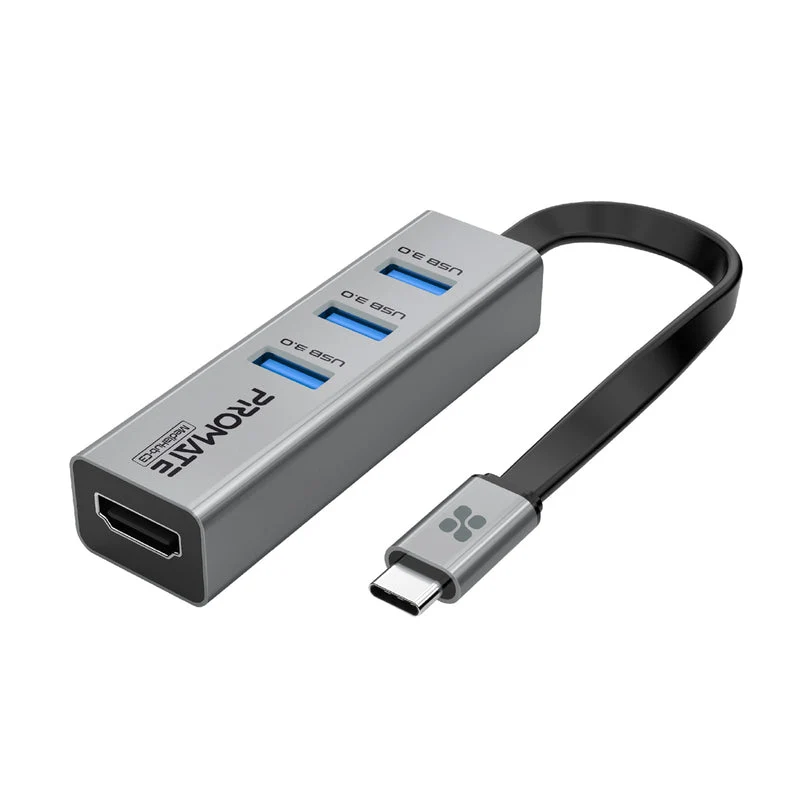 Promate MediaHub-C3 4K Vivid Clarity USB-C to HDMI Adapter - 5Gbps / Grey