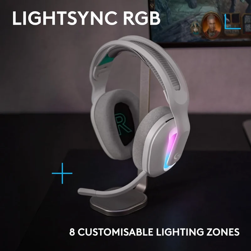 سماعة رأس ألعاب لاسلكية لوجيتك G522 لايت سبيد مع لايت سينك RGB - بلوتوث 5.3 / أبيض