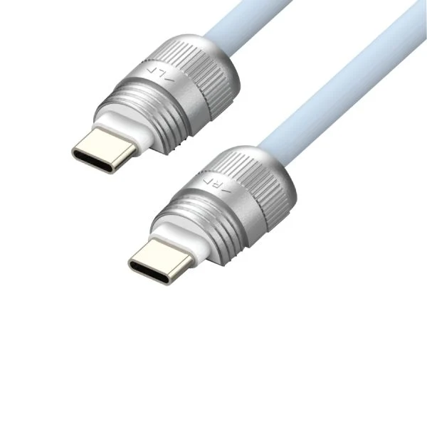 كابل حبل مطاطي ناعم إس آي إيه، USB-C، 60 واط، بطول 1.2 متر، أزرق فاتح