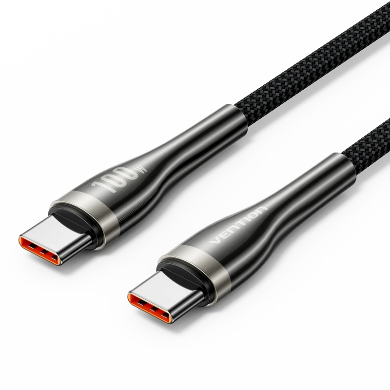 Vention Nylon Braided USB 2.0 C Male to C Male Cable - 100W / 1.2 Meter / Black