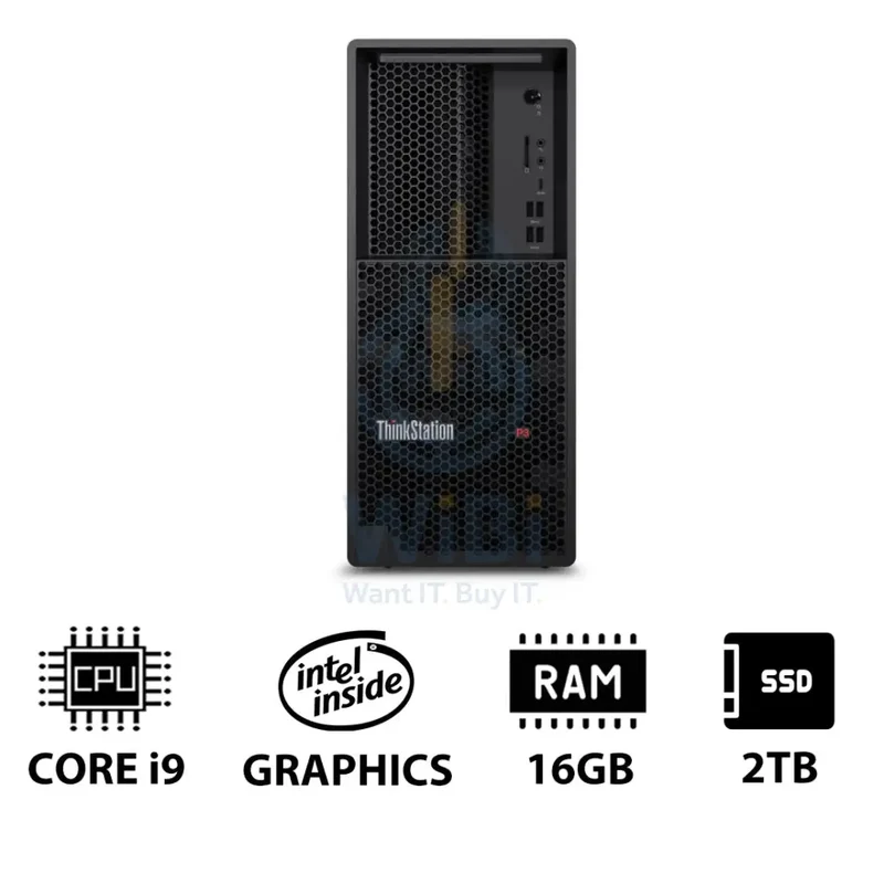 Lenovo ThinkStation P3 Tower - i9-14900K 3.2GHz / 24-Cores / 16GB / 2TB (NVMe M.2 SSD) / DOS (Without OS) / 3YW - Workstation