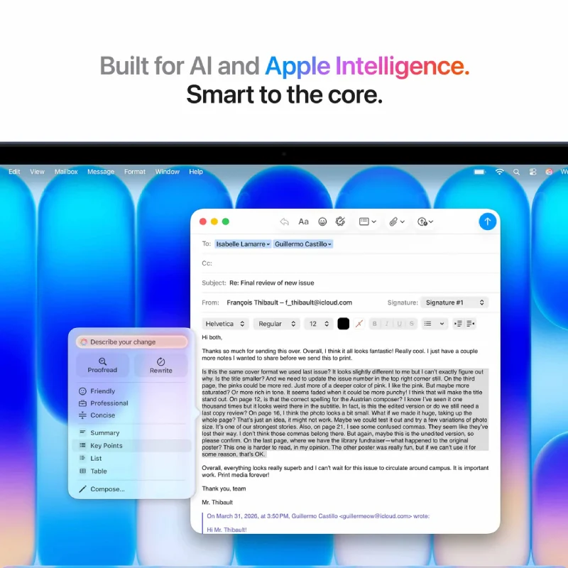 لابتوب أبل ماك بوك نيو - مقاس 13.0 بوصة / شريحة A18 برو / معالج CPU من 6 أنوية / معالج GPU من 5 أنوية / محرك عصبي من 16 نواة / ذاكرة RAM بسعة 8 جيجابايت / تخزين SSD بسعة 512 جيجابايت / لوحة مفاتيح عربية مع التعرف على البصمة / نيلي / ضمان سنة واحدة (1YW)