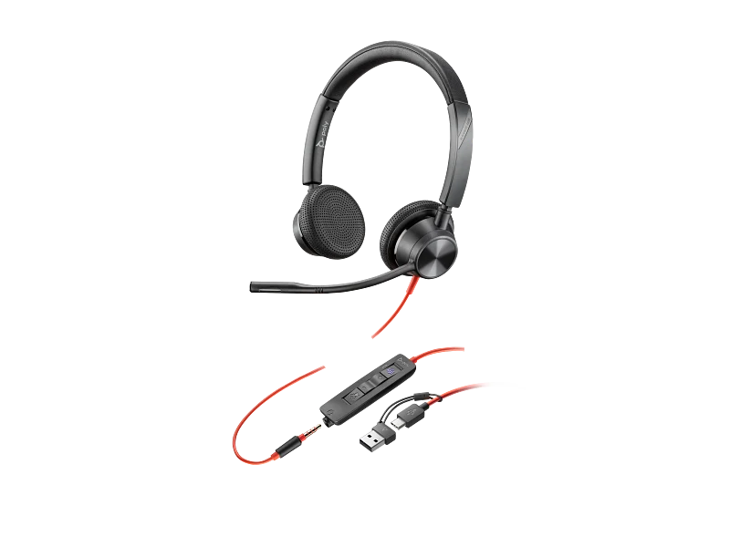 HP HP Poly Blackwire 3325 Stereo Microsoft Teams Certified USB-C Headset - 3.5mm / USB-C/A Adapter