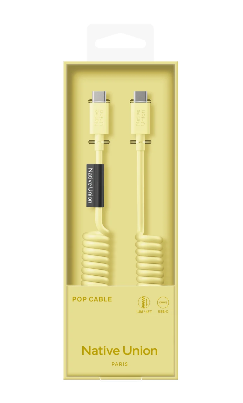 كابل POP من USB-C إلى USB-C، 1.2 متر، 60 واط، ليموني