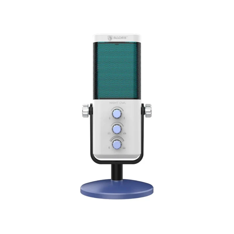 ميكروفون ألعاب ساديس نايت أو آي SA-M01W RGB - أبيض