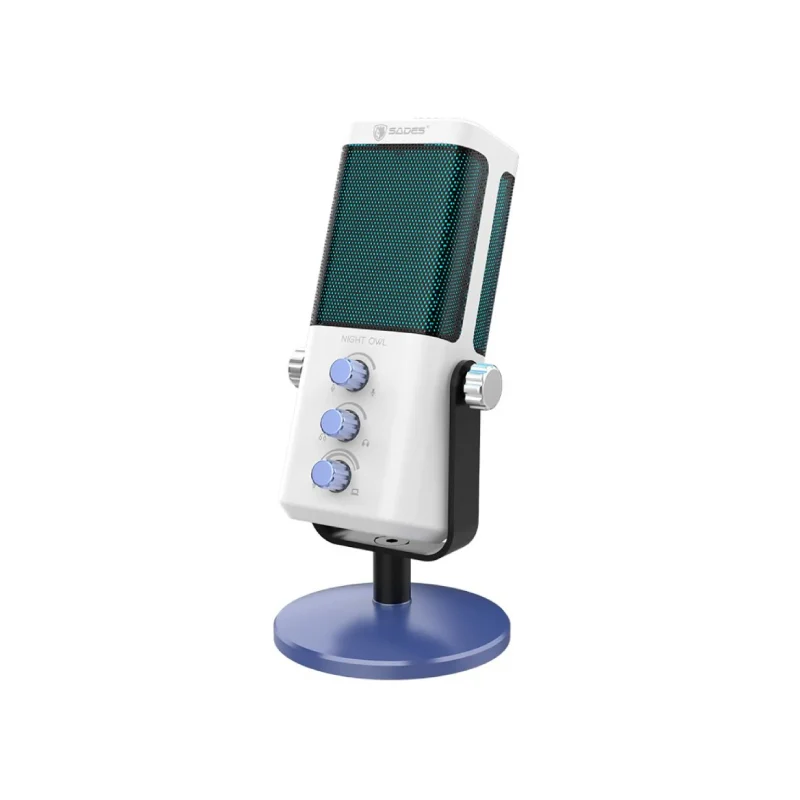 ميكروفون ألعاب ساديس نايت أو آي SA-M01W RGB - أبيض