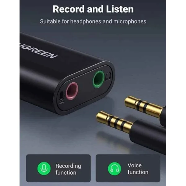 محول صوت خارجي يوجرين USB 2.0 - أسود
